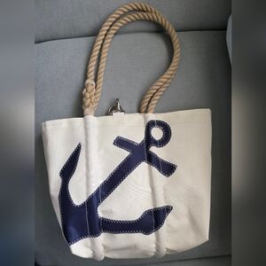 SEA BAGS Recycled 100% Recycled Sail Cloth Tote Bag Blue Anchor Water Resistant